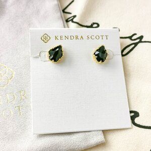 Kendra Scott Stud Earrings - Tessa - Black Opaque Glass Gold